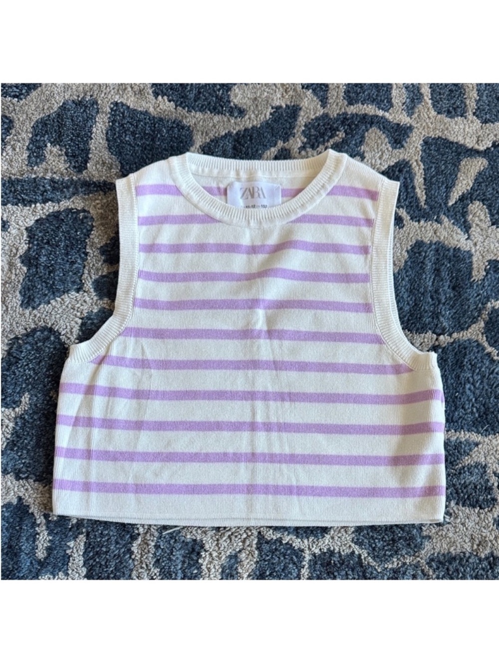 Zara kids/Girls Knit striped Top Sz 11/12 White purple